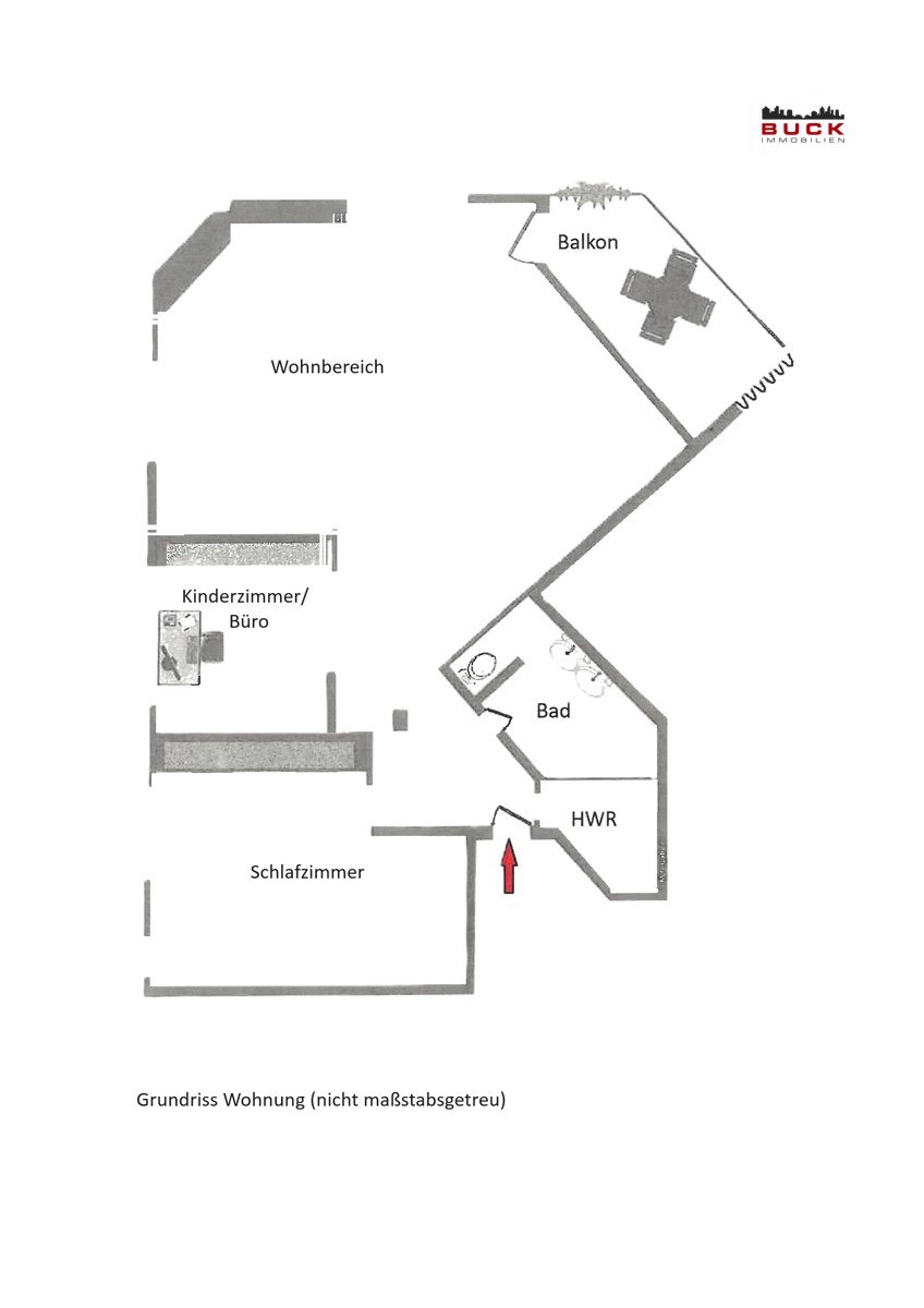 Grundriss Umplanung 3 Zimmerwohnung